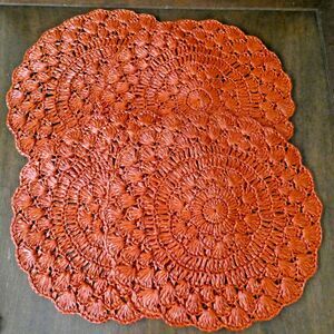 Set of 4 Vintage Takahashi San Francisco Orange Placemats Woven Japan 1970s